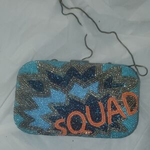 Beaded Clutch with 'SQUAD' Design